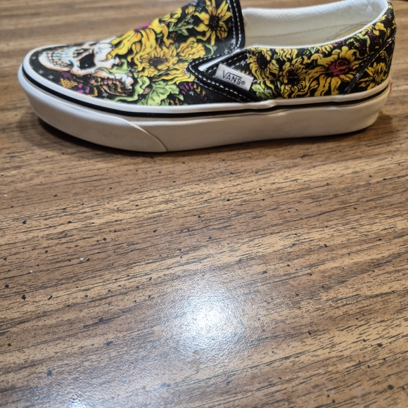 Vans Slip-On Shoes - Black with Floral Skull Design - Picture 9 of 9